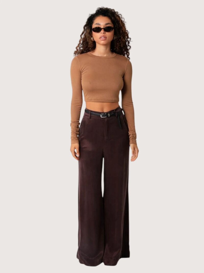 Elegant Wide-Leg Satin Pants