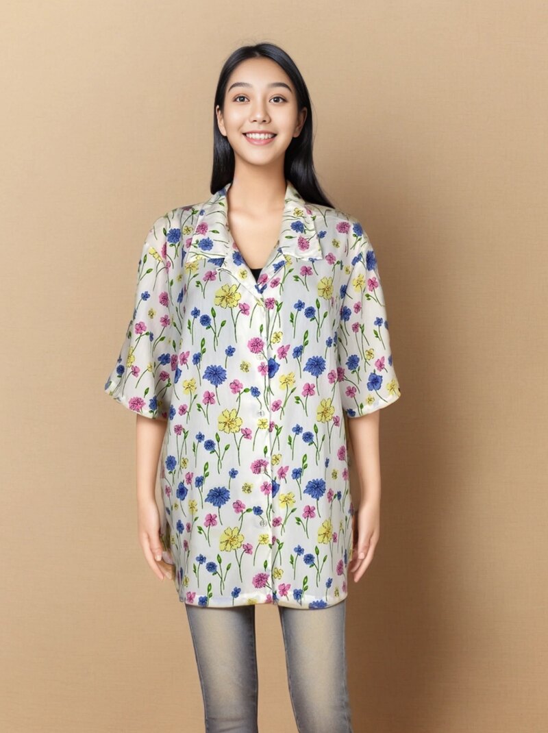 Elegant Floral Satin Shirt