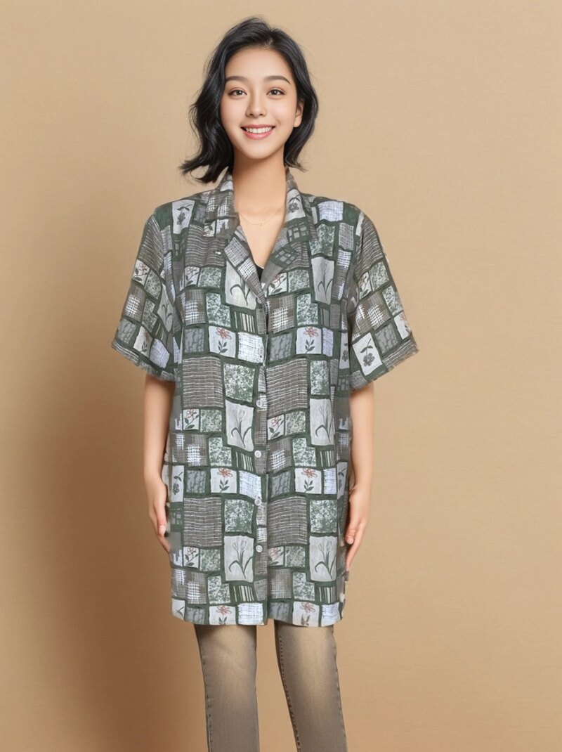 Chic Floral Pattern Oversized Shirt