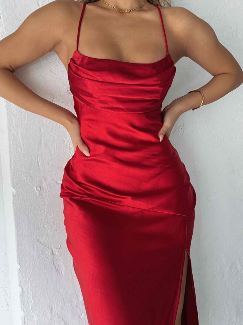 The Scarlet Elegance Satin Dress